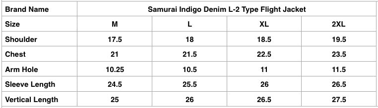 Samurai Indigo Denim L-2 Type Flight Jacket