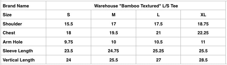 Warehouse 5.5oz "Bamboo Textured" L/S Plain Tee (Gray)