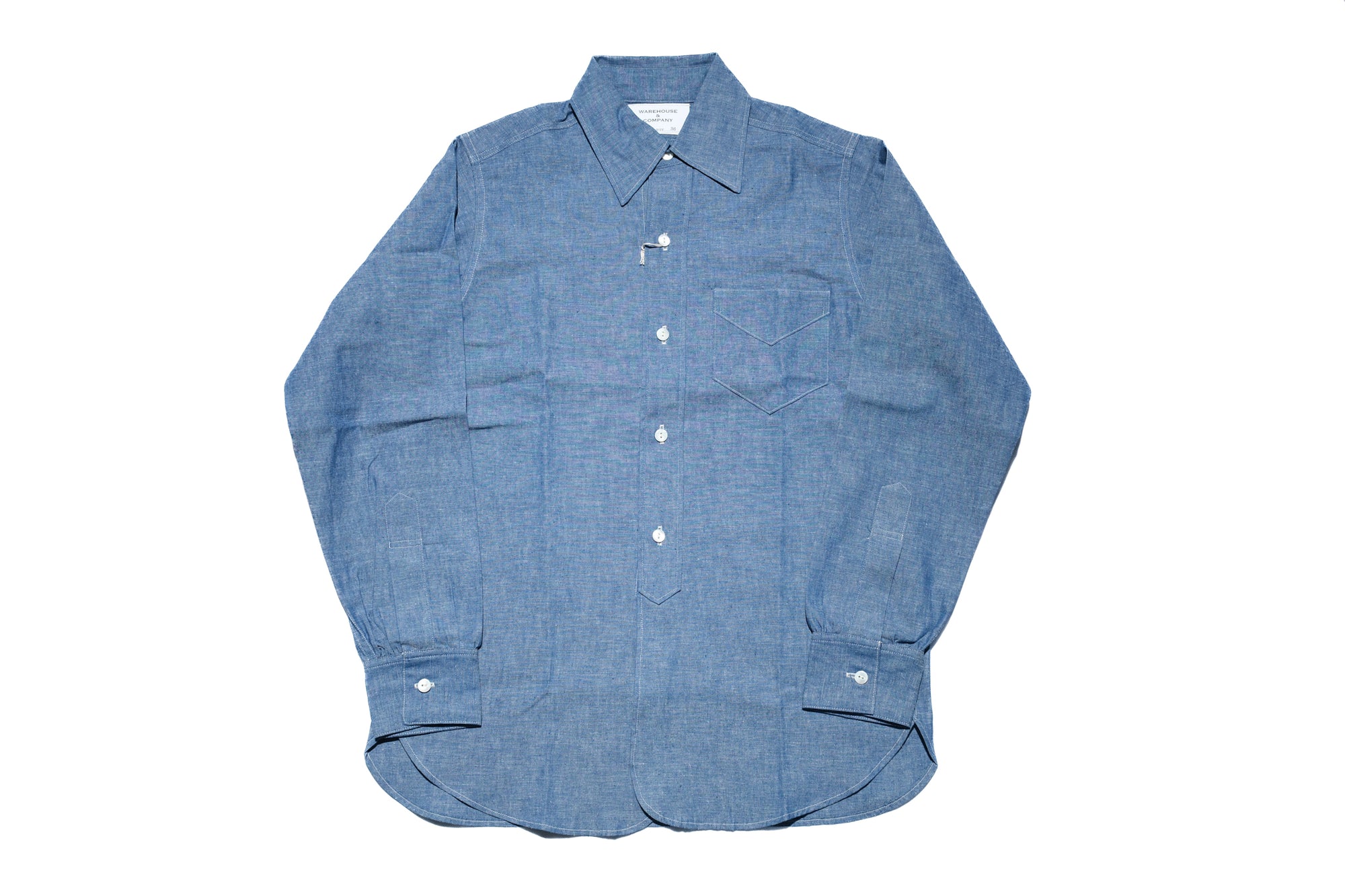 Warehouse Co. 6oz Selvage Chambray "New Deal Programs" Workshirt (Indigo)