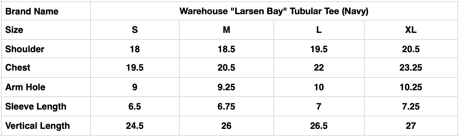 Warehouse 5oz "Larsen Bay" Tubular Tee (Navy)