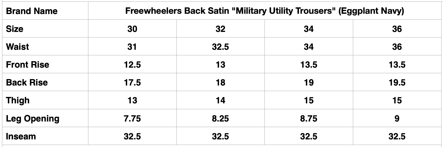 Freewheelers Back Satin "Military Utility Trousers" (Eggplant Navy)