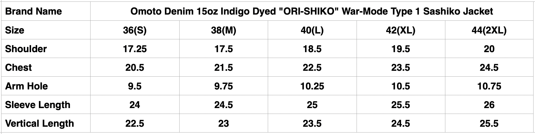 Omoto Denim 15oz Indigo Dyed "ORI-SHIKO" War-Mode Type 1 Sashiko Jacket