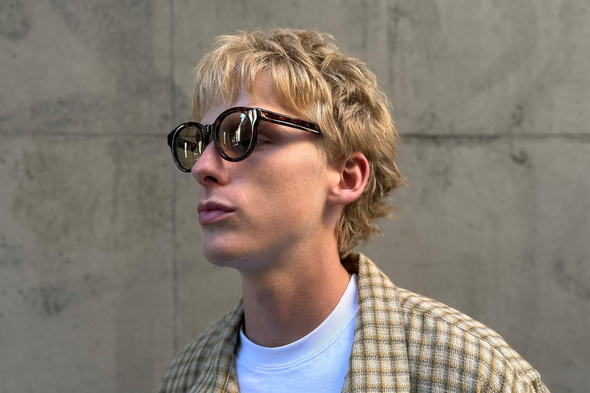 Maru Sankaku Peke by SDA "John Lennon" Acetate Sunglasses (Brown)