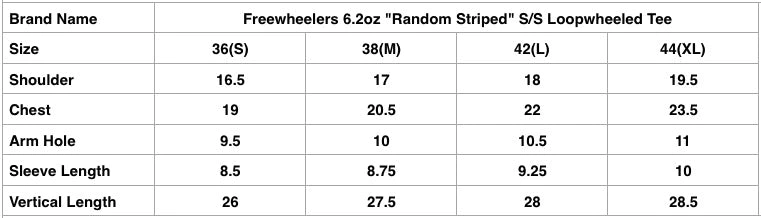 Freewheelers 6.2oz "Random Striped" S/S Loopwheeled Tee (Chili Red X Gray Khaki X Straw Cream)