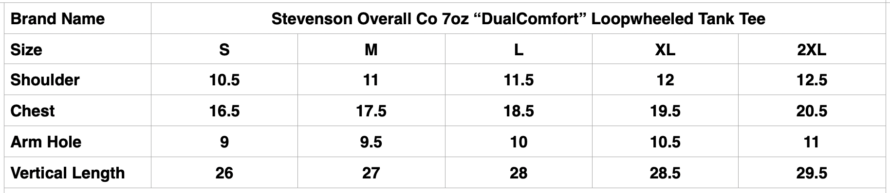 Stevenson Overall Co. 7oz "DualComfort" Loopwheeled Tank Tee (Charcoall)