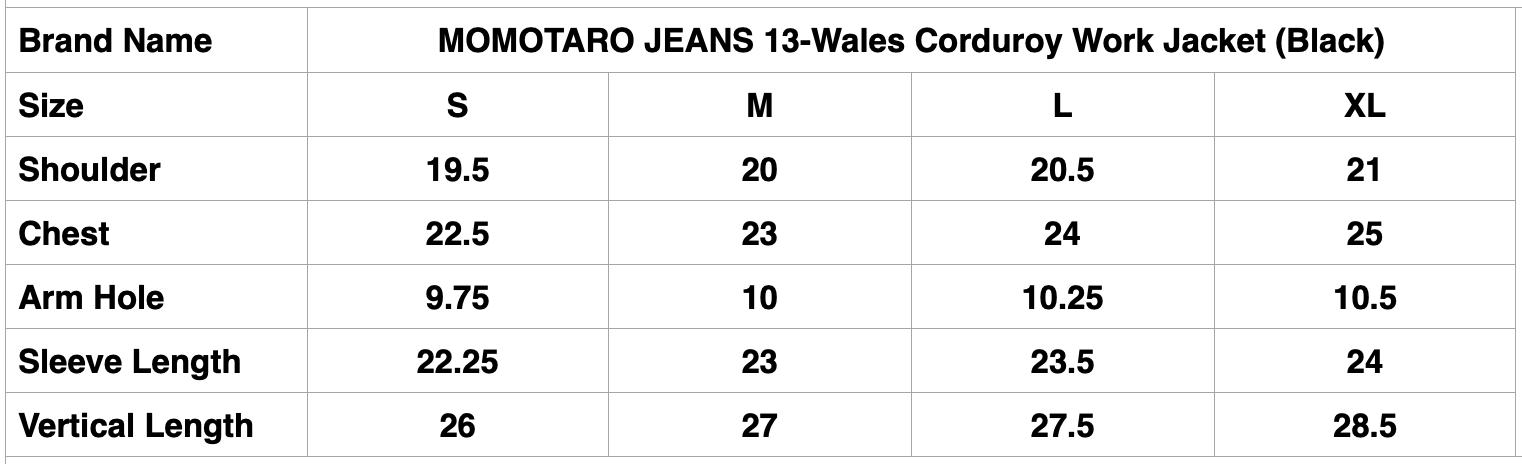 MOMOTARO JEANS 13-Wales Corduroy Work Jacket (Black)