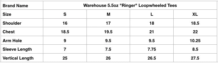 Warehouse 5.5oz "O-Ring" Loopwheeled Tee Tee (Cream X Navy)