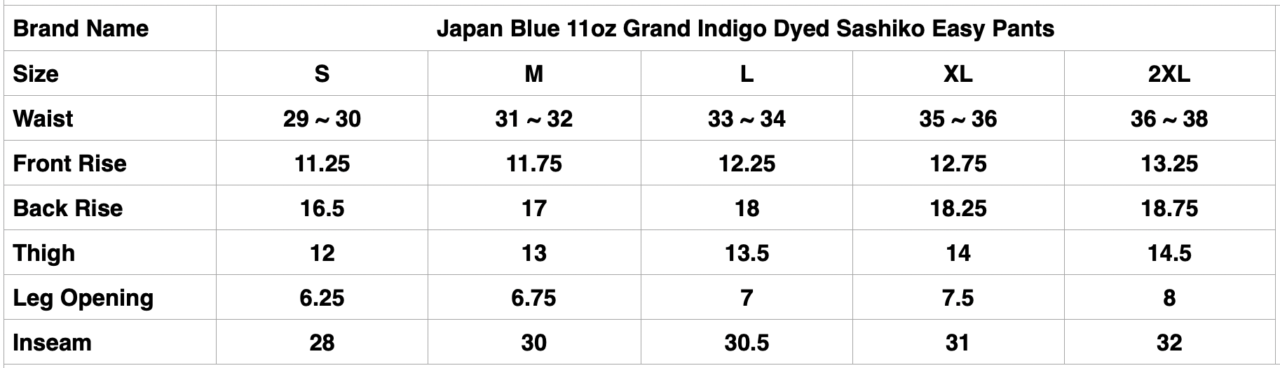 Japan Blue 11oz Grand Indigo Dyed Sashiko Easy Pants