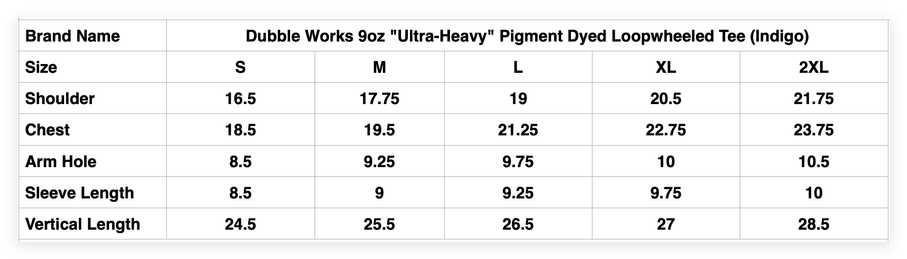 Dubble Works 9oz "Ultra-Heavy" Loopwheeled Tee (Indigo)