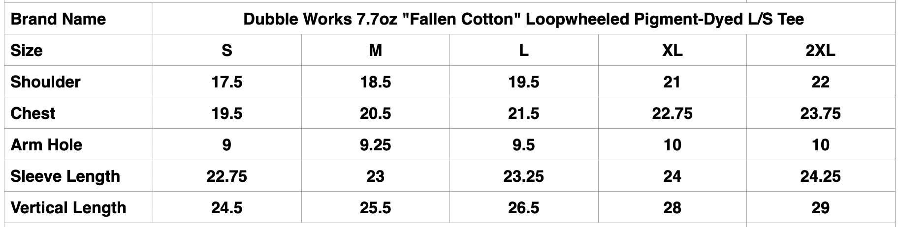 Dubble Works 7.7oz "Fallen Cotton" Loopwheeled Pigment-Dyed L/S Tee (Cream)