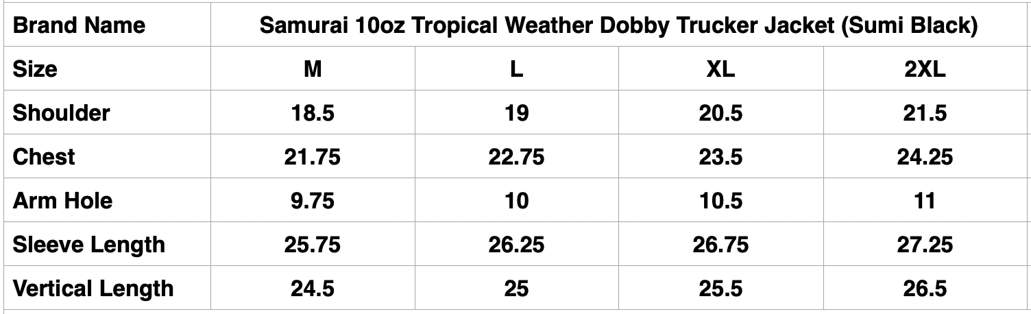 Samurai 10oz Tropical Weather Dobby Trucker Jacket (Sumi Black)