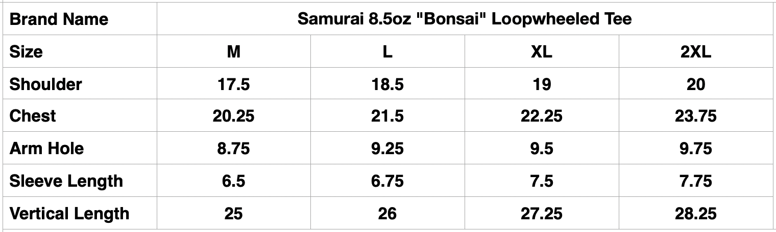 Samurai 8.5oz "Bonsai" Loopwheeled Tee (Olive)