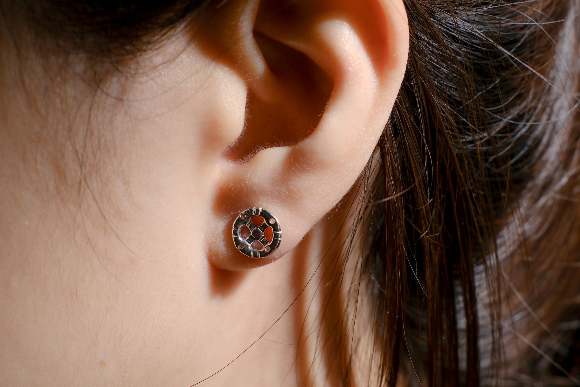 First Arrow's Medicine Wheel Silver Earring (O-003)