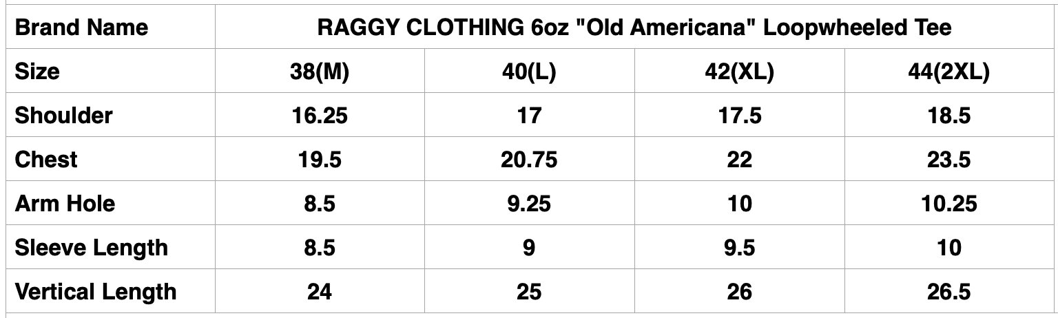 RAGGY CLOTHING 6oz "Old Americana" Loopwheeled Tee (Solid Black)