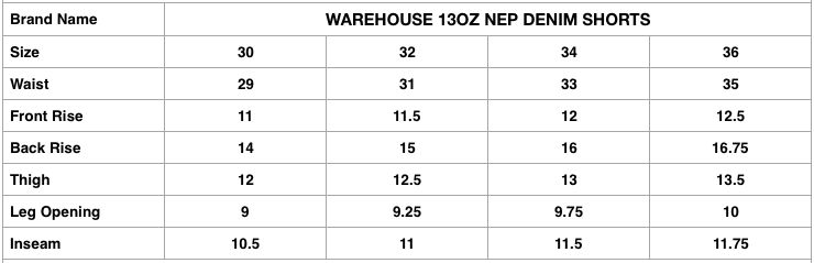 Warehouse 13oz Nep Denim Chino Shorts