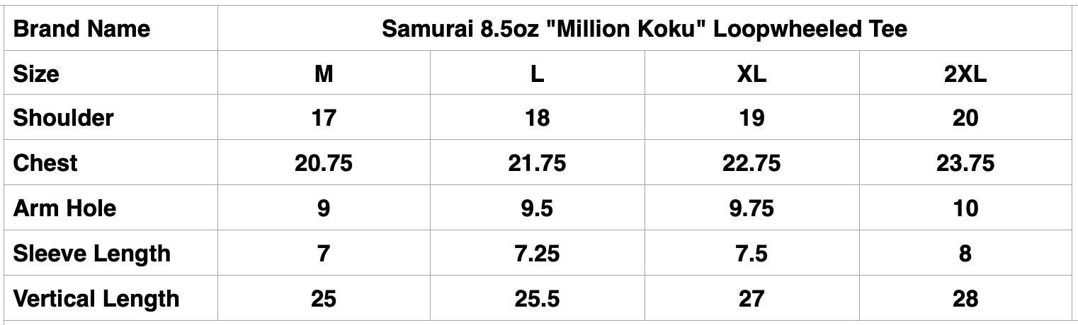 Samurai 8.5oz "Million Koku" Loopwheeled Tee (White)