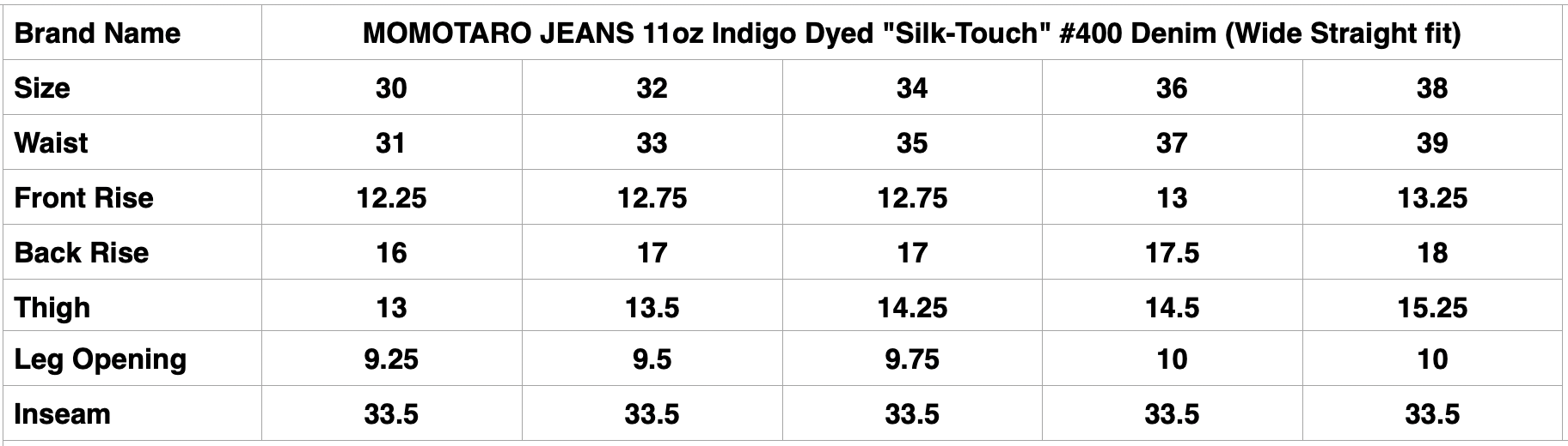 MOMOTARO JEANS 11oz Indigo Dyed "Silk-Touch" #400 Denim (Wide Straight fit)