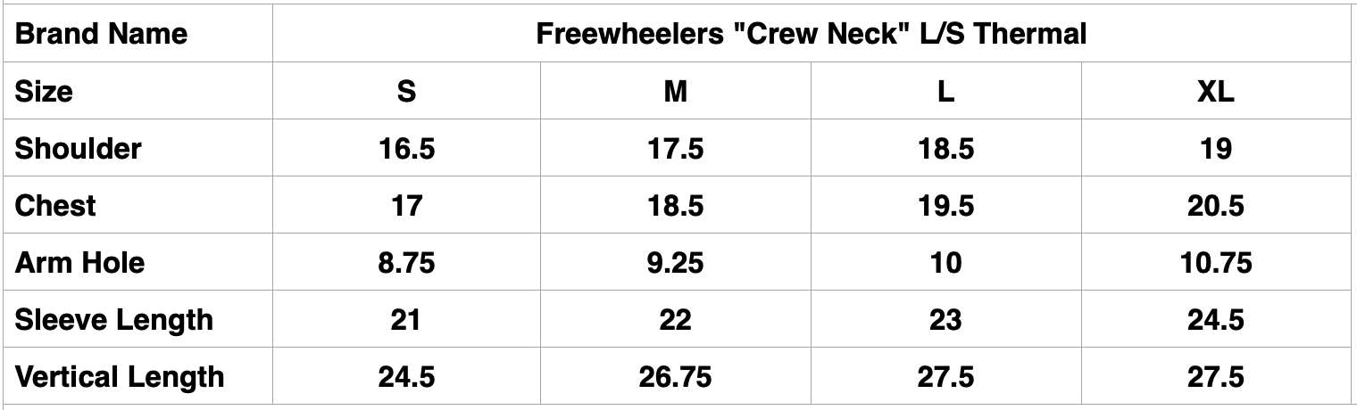 Freewheelers "Crew Neck" L/S Thermal (Ivory)