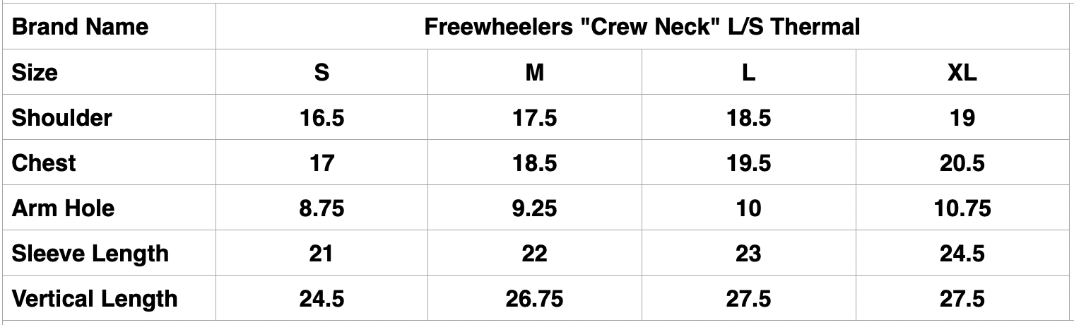 Freewheelers "Crew Neck" L/S Thermal (Mas Grey)