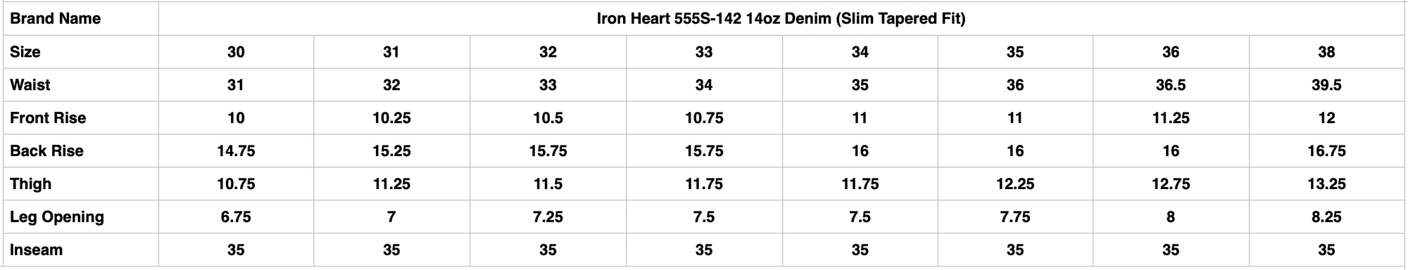 Iron Heart 555S-142 14oz Denim (Slim Tapered Fit)