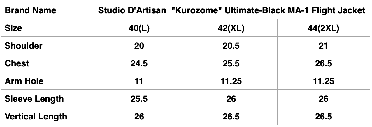 Studio D'Artisan  "Kurozome" Ultimate-Black MA-1 Flight Jacket