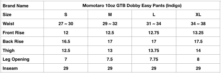 Momotaro 10oz GTB Dobby Easy Pants (Indigo)