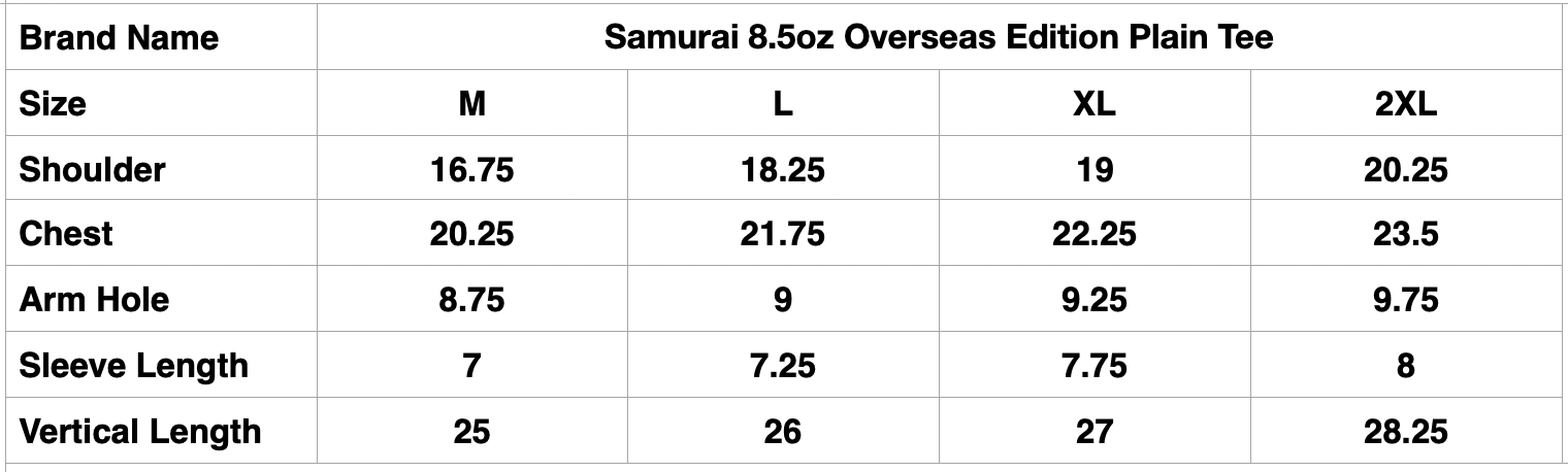 Samurai 8.5oz Loopwheeled "Overseas-Edition" Plain Tee (Heather Grey)