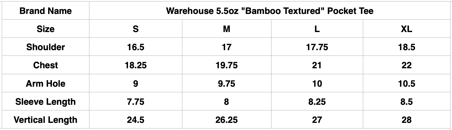 Warehouse 5.5oz "Bamboo Textured" Pocket Tee (White)