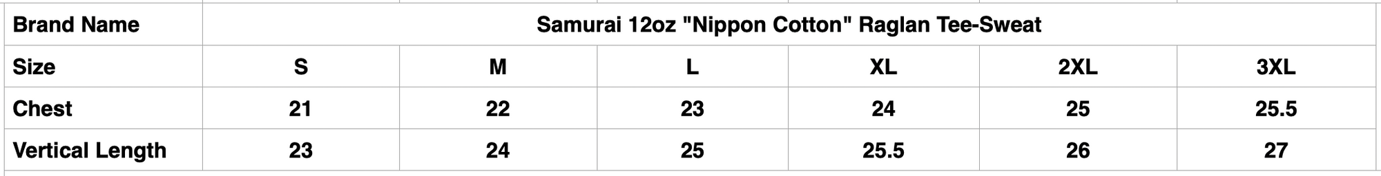 Samurai 12oz "Nippon Cotton" Raglan Tee-Sweat (Off White)