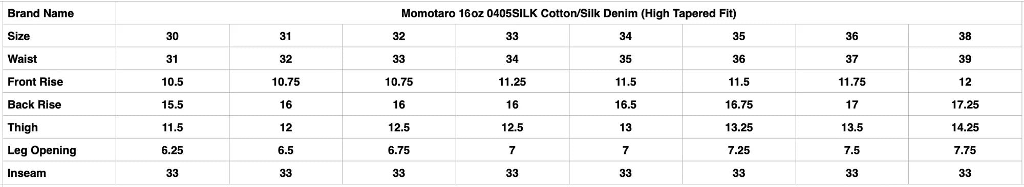 Momotaro 16oz 0405SILK Cotton/Silk Denim (High Tapered Fit)