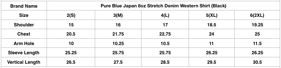 Pure Blue Japan 8oz Stretch Denim Western Shirt (Black)
