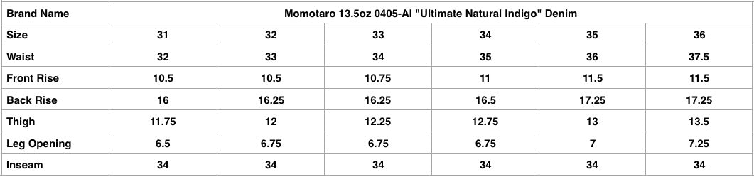 Momotaro 13.5oz 0405-AI "Ultimate Natural Indigo" Denim (High Tapered fit)