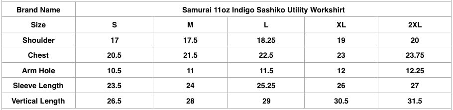 Samurai 11oz Indigo Sashiko Utility Workshirt