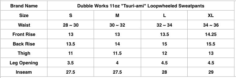 Dubble Works 11oz "Tsuri-ami" Loopwheeled Sweatpants (Vintage Navy)