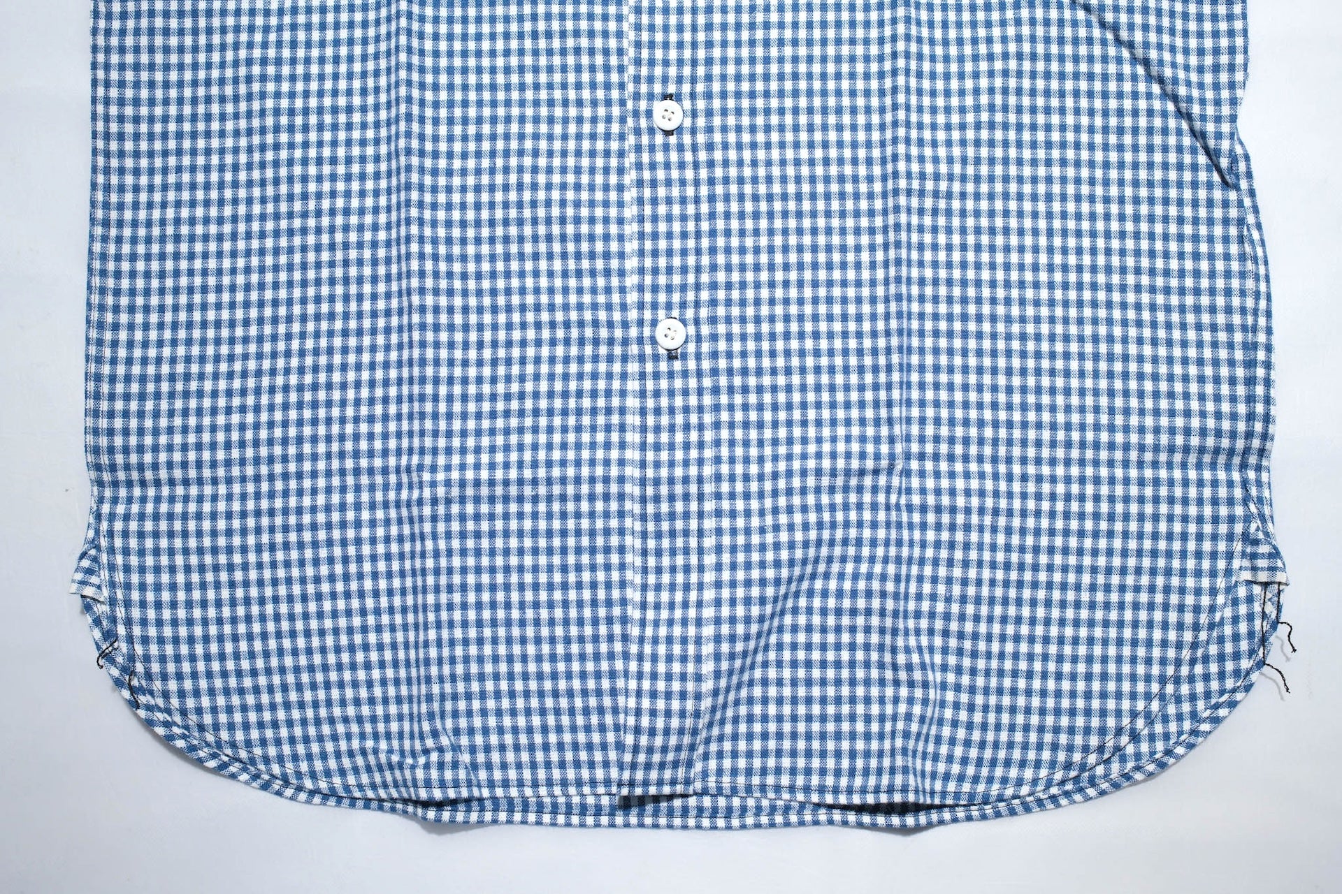 Warehouse 8oz Selvage Cotton/Linen Selvage Gingham Check S/S Work Shirt (Blue)