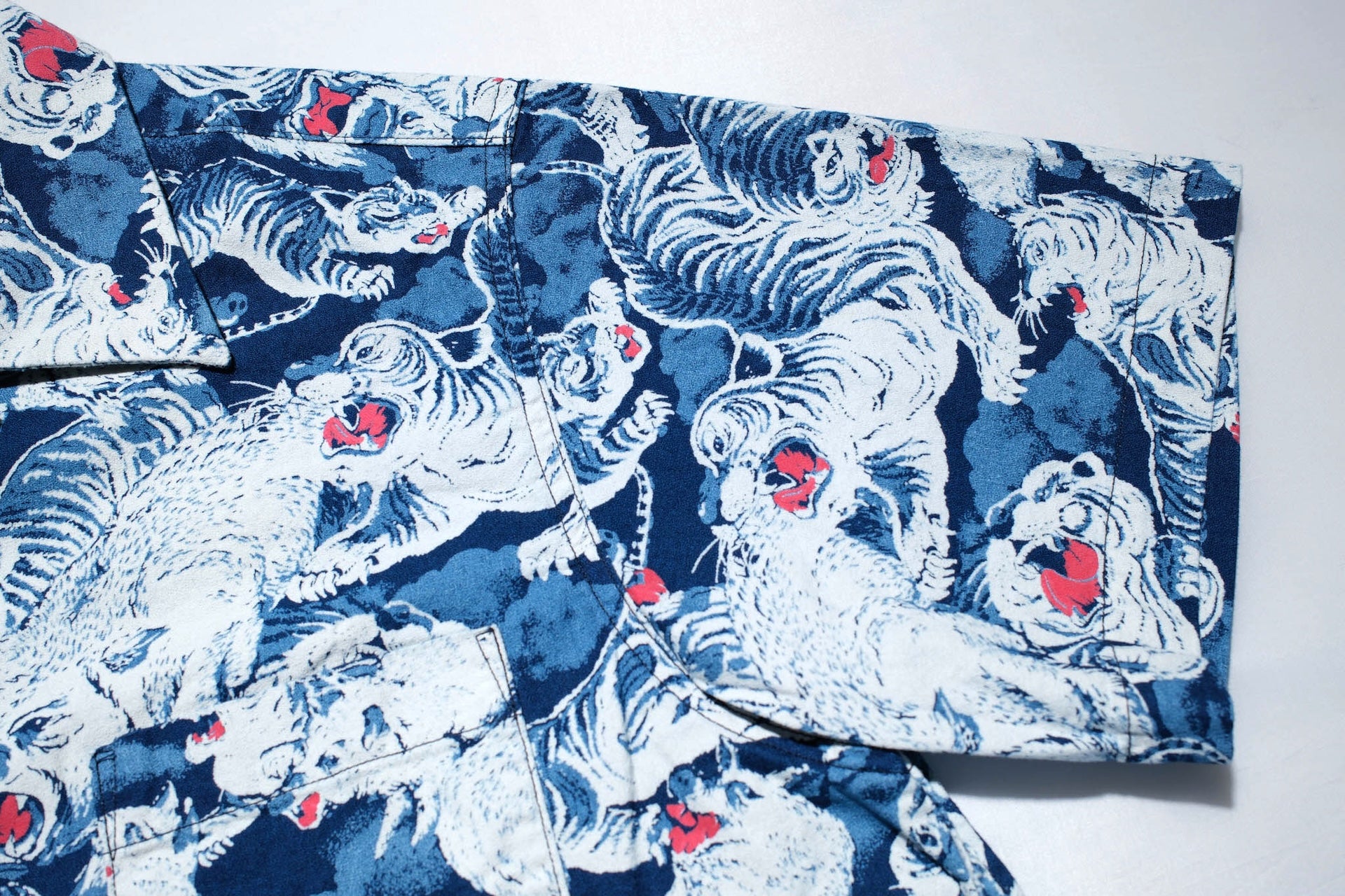 Studio D'Artisan "Hundreds of Tigers & Boars" Indigo-Dyed Aloha S/S Shirt