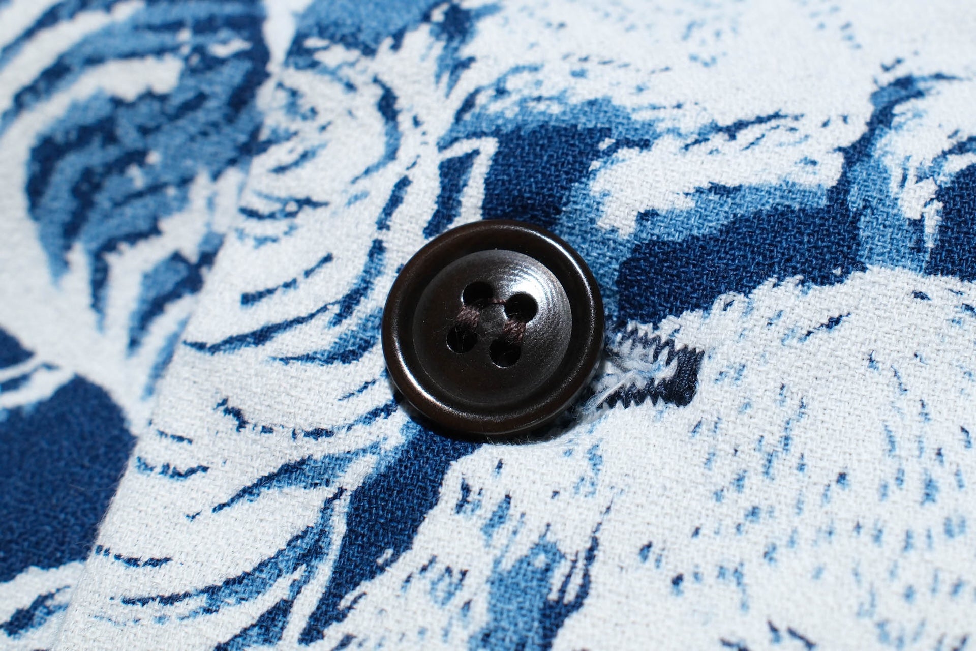 Studio D'Artisan "Hundreds of Tigers & Boars" Indigo-Dyed Aloha S/S Shirt