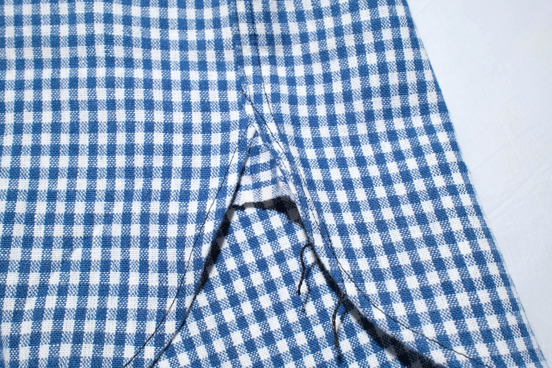 Warehouse 8oz Selvage Cotton/Linen Selvage Gingham Check S/S Work Shirt (Blue)