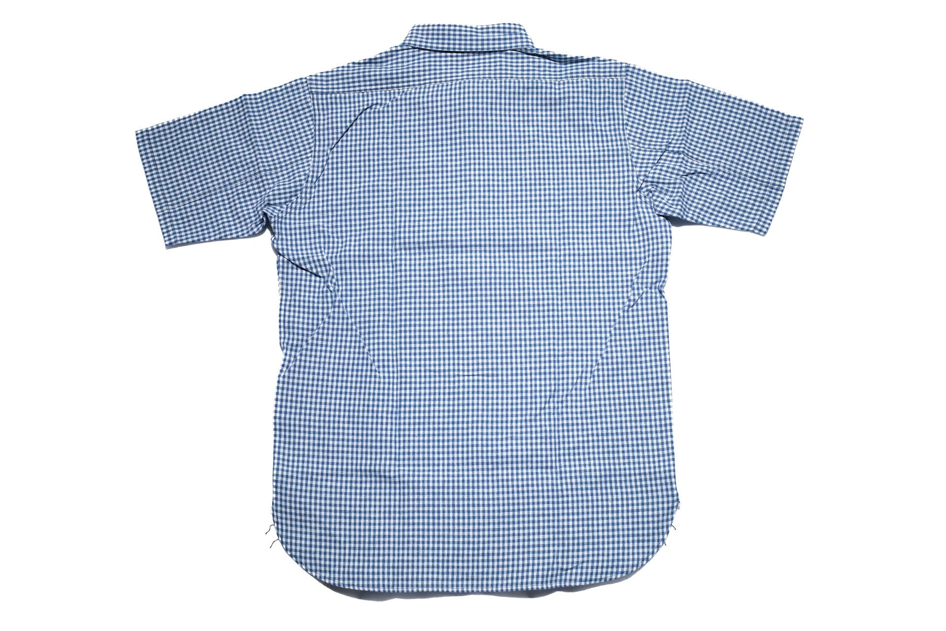 Warehouse 8oz Selvage Cotton/Linen Selvage Gingham Check S/S Work Shirt (Blue)