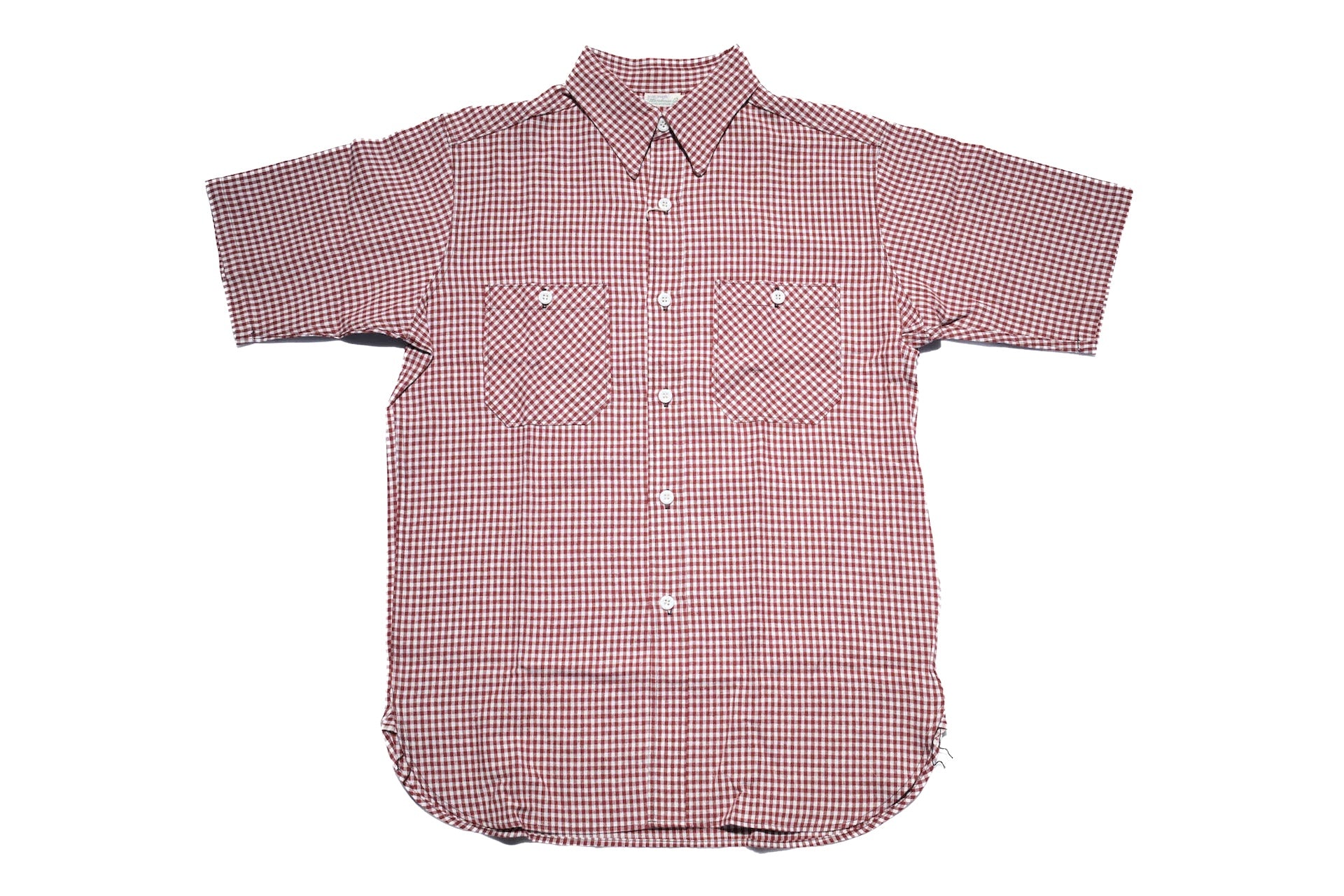 Warehouse 8oz Selvage Cotton/Linen Selvage Gingham Check S/S Work Shirt (Red)