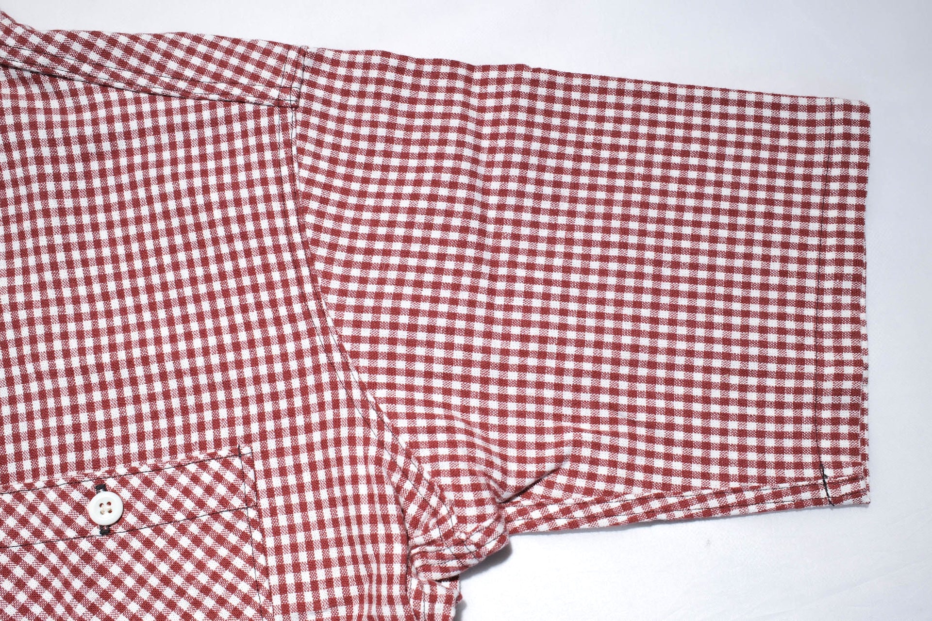 Warehouse 8oz Selvage Cotton/Linen Selvage Gingham Check S/S Work Shirt (Red)