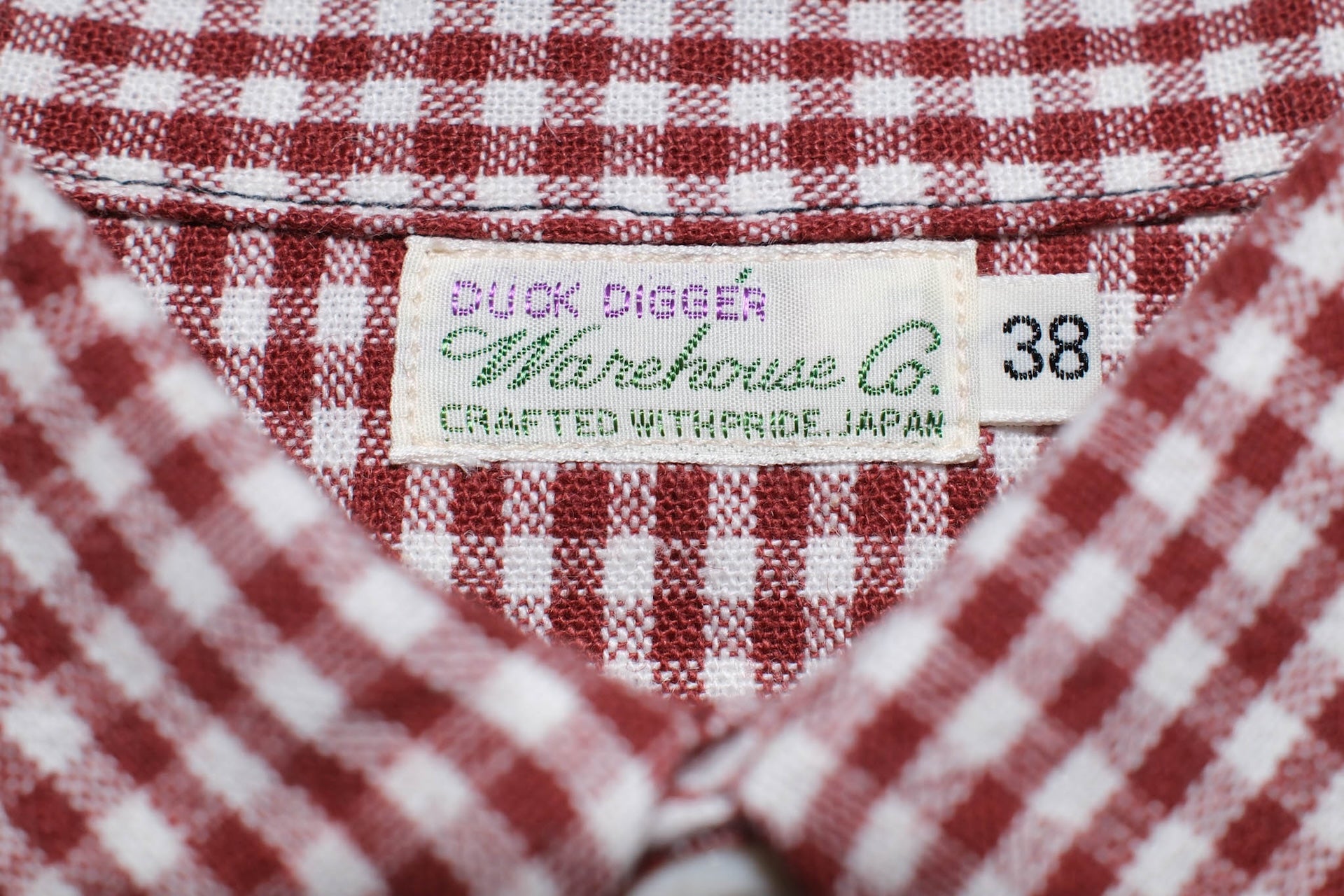 Warehouse 8oz Selvage Cotton/Linen Selvage Gingham Check S/S Work Shirt (Red)