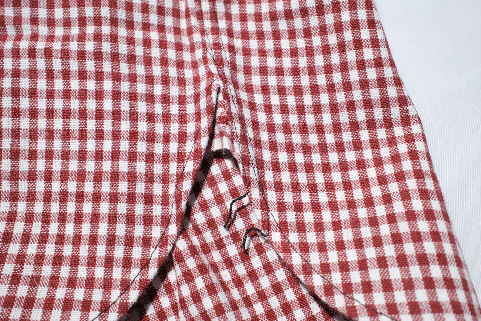 Warehouse 8oz Selvage Cotton/Linen Selvage Gingham Check S/S Work Shirt (Red)