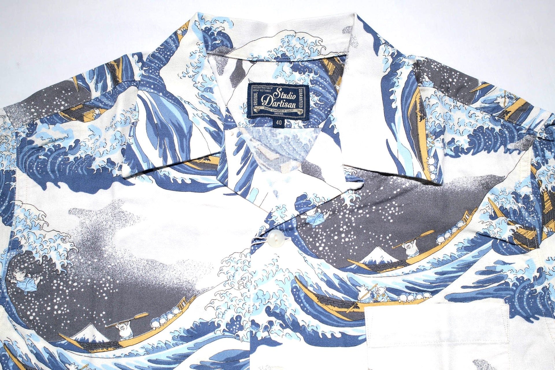 Studio D'Artisan "The Great Wave" Aloha S/S Shirt (Ivory)