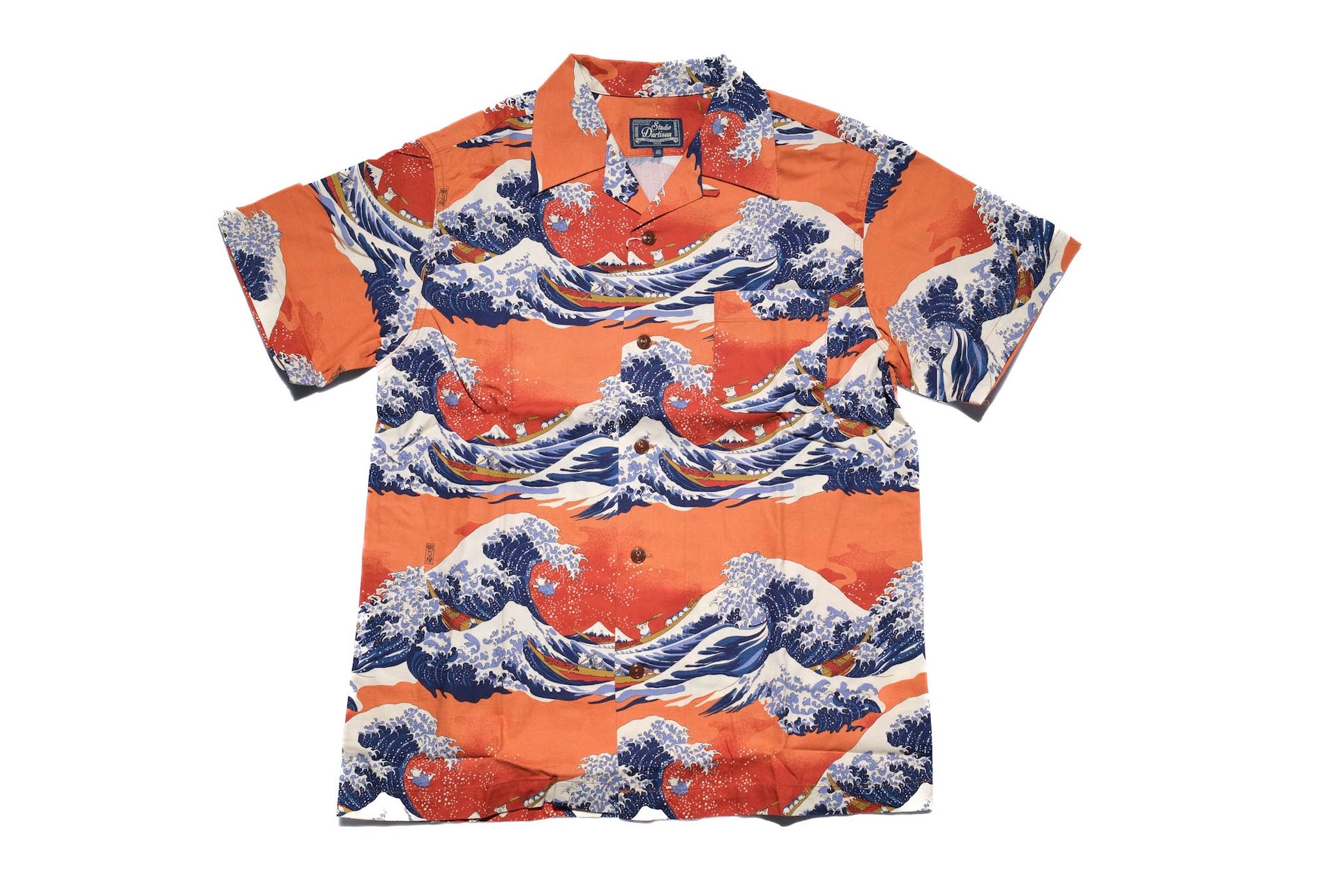 Studio D'Artisan "The Great Wave" Aloha S/S Shirt (Orange)