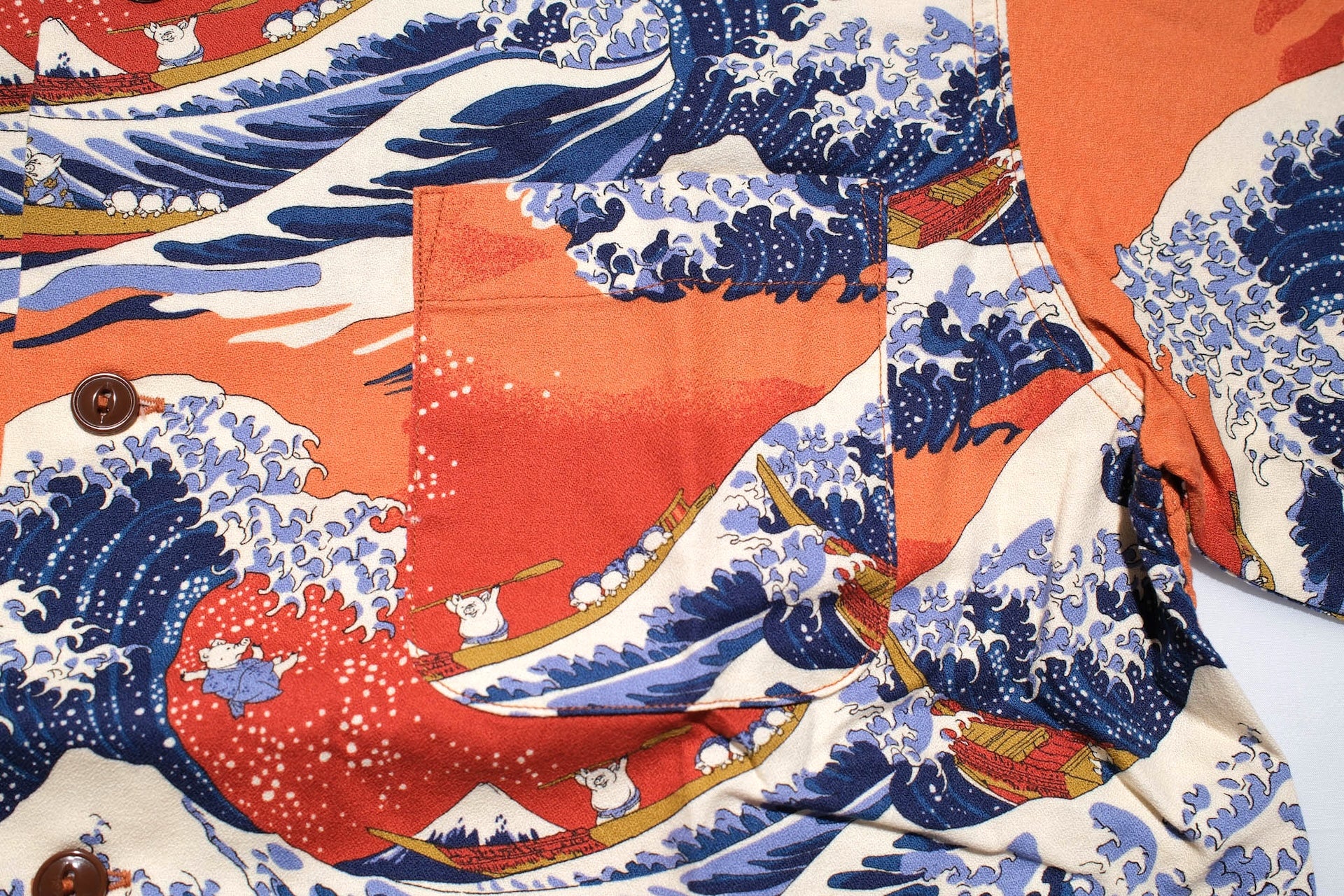 Studio D'Artisan "The Great Wave" Aloha S/S Shirt (Orange)