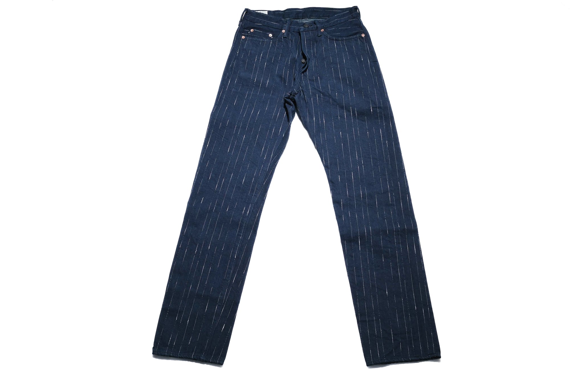 Studio D'Artisan 14oz Indigo Dyed "Rain Kasuri" Denim Trousers (Tapered fit)