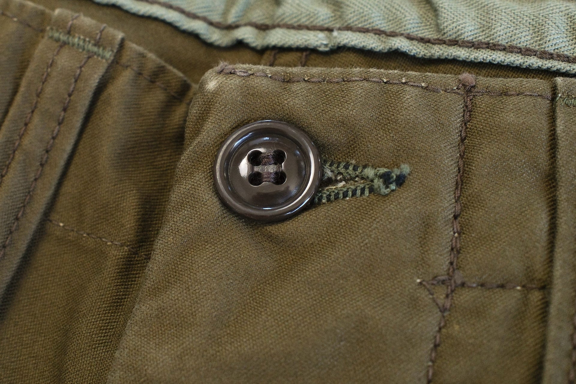 Freewheelers "M-1943" Military Back Satin Trousers (Olive)