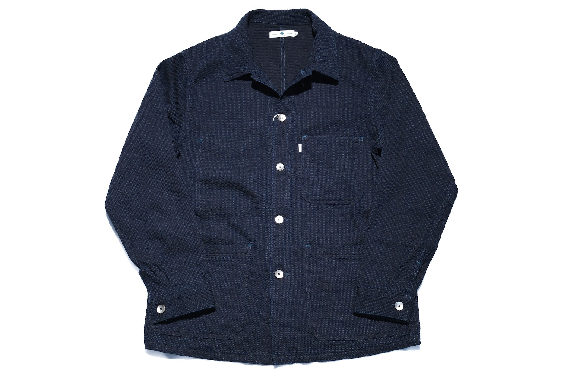 Omoto Denim 12oz Indigo Dyed "Cube Sashiko" Chore Jacket