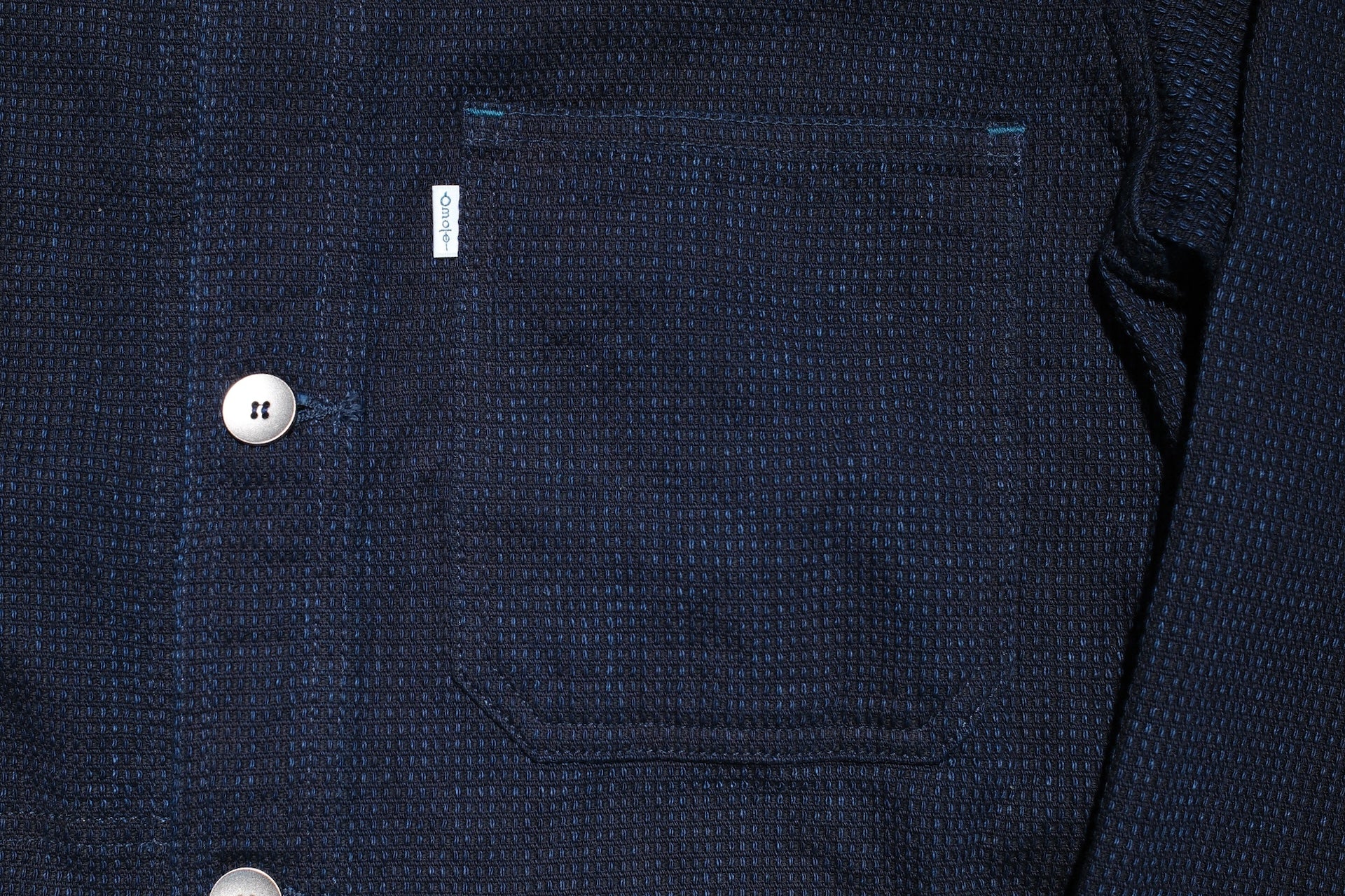 Omoto Denim 12oz Indigo Dyed "Cube Sashiko" Chore Jacket